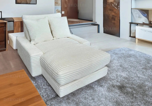 Canapé droit convertible tissu côtelé écru | Tekta