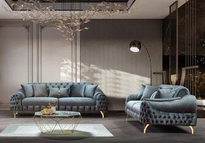 canape turc capitonne velours anthracite dore bella - Vue 9 - KOORIS