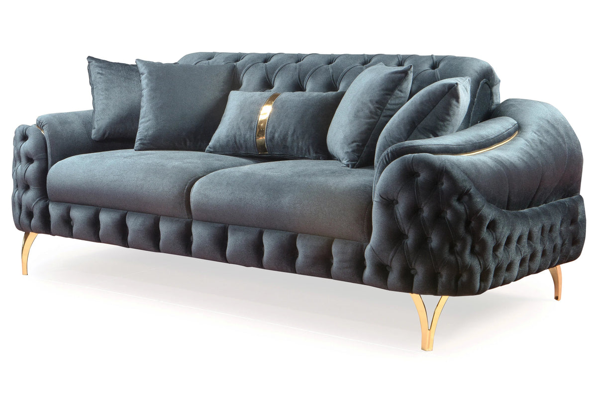 canape turc capitonne velours anthracite dore bella - Vue 4 - KOORIS