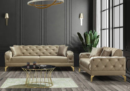 canape chesterfield velours beige ella - Vue 8 - KOORIS