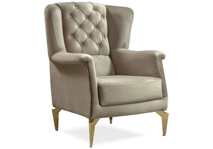 canape chesterfield velours beige ella - Vue 5 - KOORIS