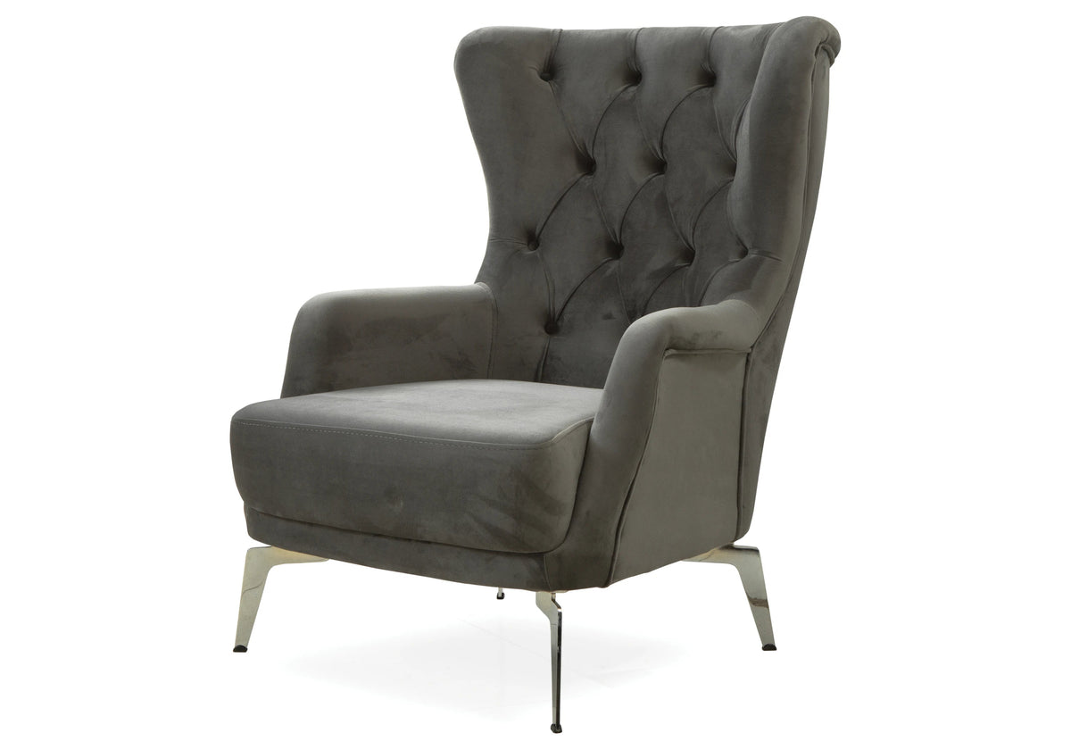 canape chesterfield capitonne velours gris inci - Vue 5 - KOORIS