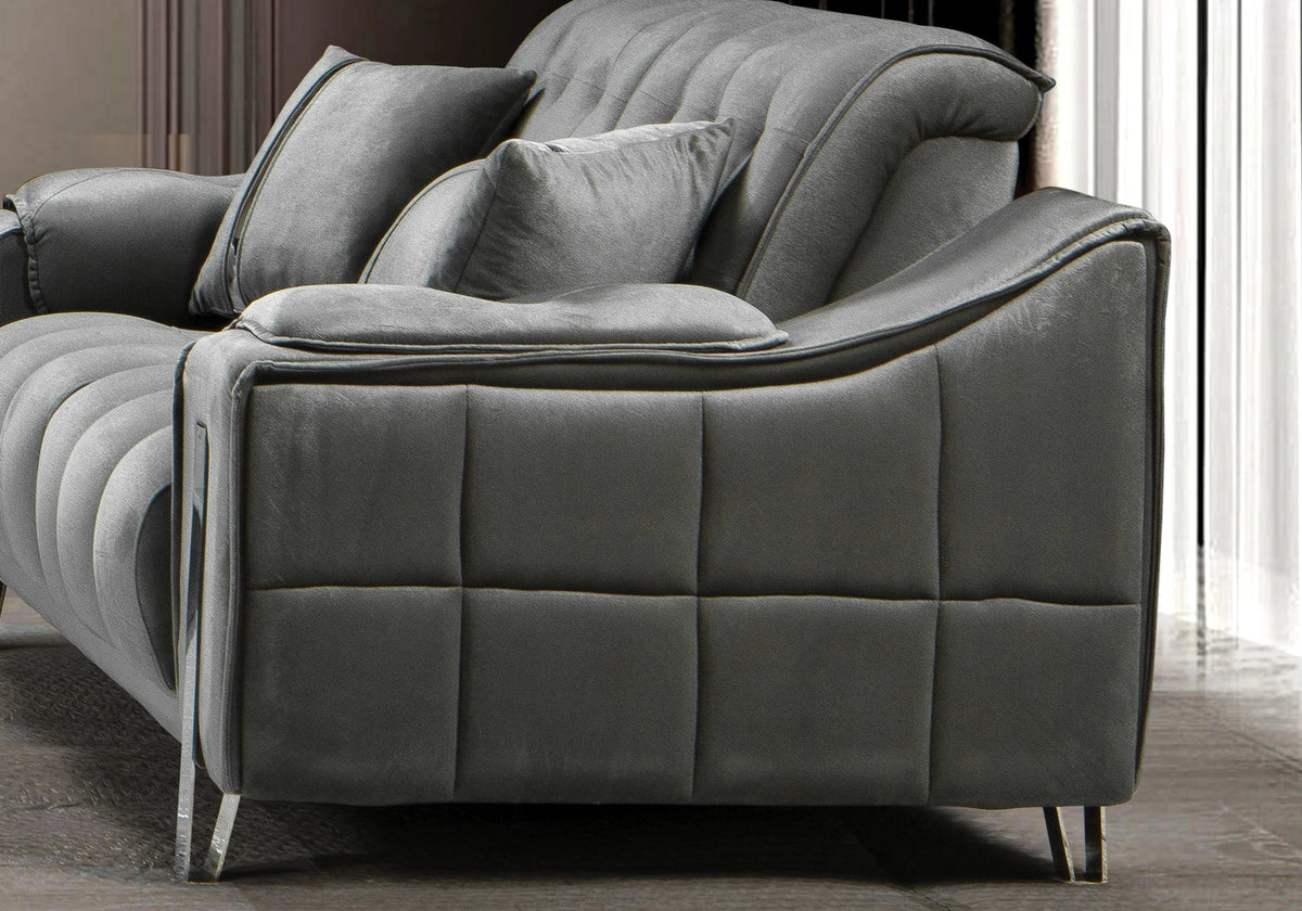 canape capitonne velours gris sinem - Vue 7 - KOORIS