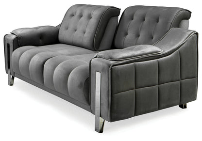 canape capitonne velours gris sinem - Vue 4 - KOORIS