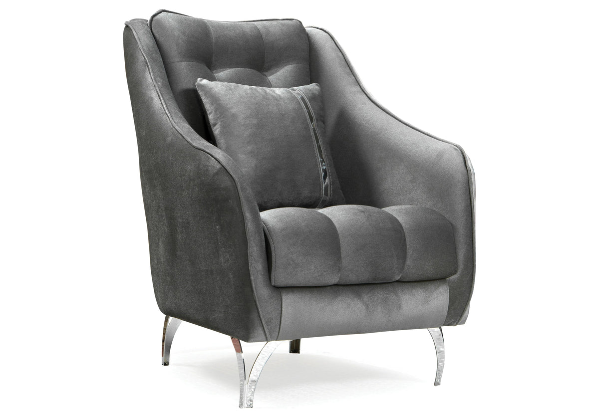 canape capitonne velours gris sinem - Vue 5 - KOORIS