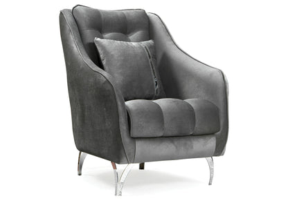 canape capitonne velours gris sinem - Vue 5 - KOORIS