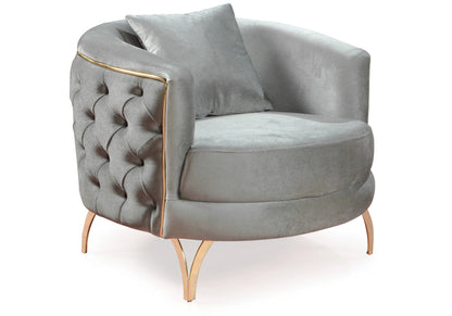 canape turc capitonne velours gris dore bella - Vue 5 - KOORIS