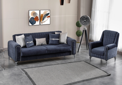 ensemble canapes 321 anthracite lit coffre atlas - Vue 2 - KOORIS