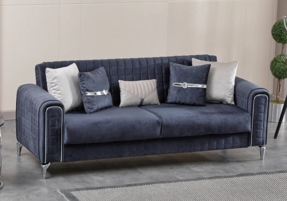 ensemble canapes 321 anthracite lit coffre atlas - Vue 5 - KOORIS