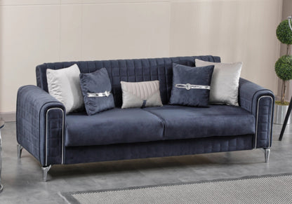 ensemble canapes 321 anthracite lit coffre atlas - Vue 5 - KOORIS