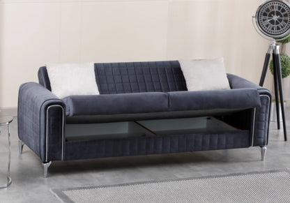 ensemble canapes 321 anthracite lit coffre atlas - Vue 6 - KOORIS