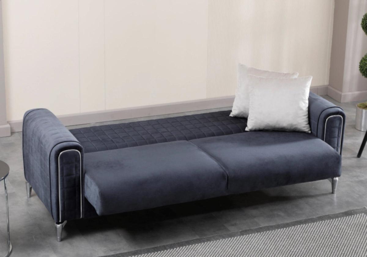 ensemble canapes 321 anthracite lit coffre atlas - Vue 7 - KOORIS
