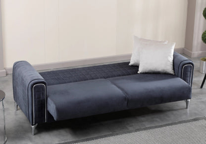 ensemble canapes 321 anthracite lit coffre atlas - Vue 7 - KOORIS