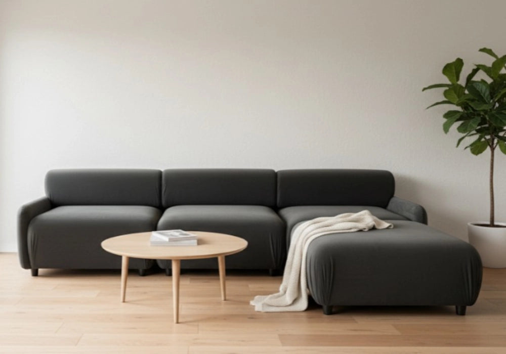 Canapé d'angle contemporain en anthracite | Evo