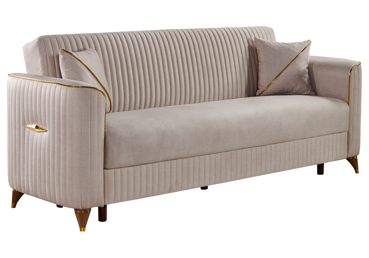 ensemble canapes 321 beige lit coffre zebra - Vue 4 - KOORIS