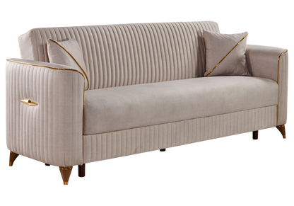 ensemble canapes 321 beige lit coffre zebra - Vue 4 - KOORIS