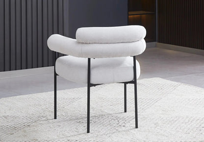 Fauteuil de table bouclé gris et pieds noirs | Kove