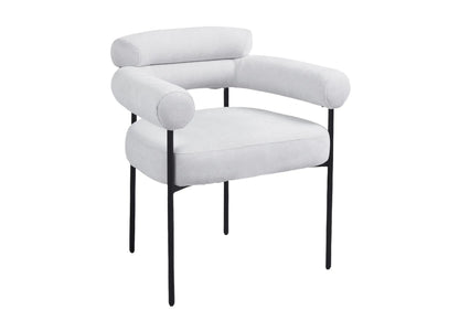 Fauteuil de table bouclé gris et pieds noirs | Kove