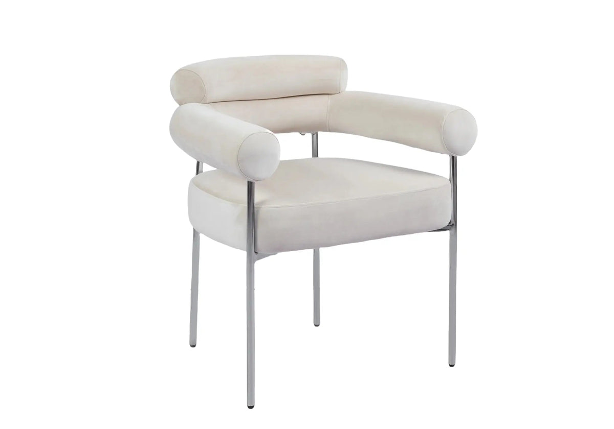 Fauteuil de table en beige et pieds argentés | Kove