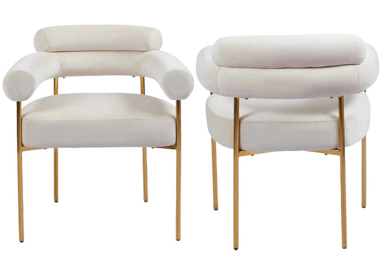 Fauteuil de table en beige et pieds dorés | Kove