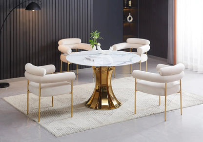 Fauteuil de table en beige et pieds dorés | Kove