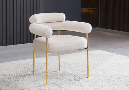 Fauteuil de table en beige et pieds dorés | Kove