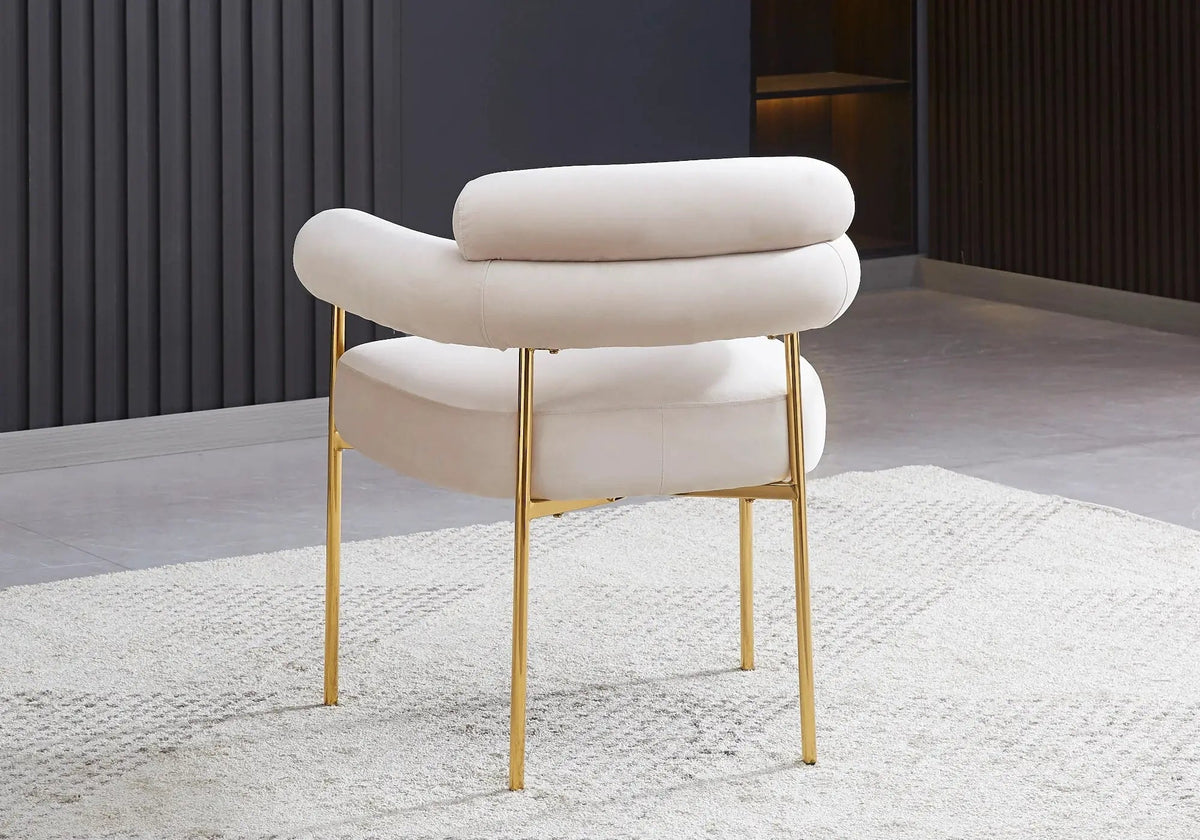 Fauteuil de table en beige et pieds dorés | Kove