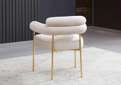 Fauteuil de table en beige et pieds dorés | Kove