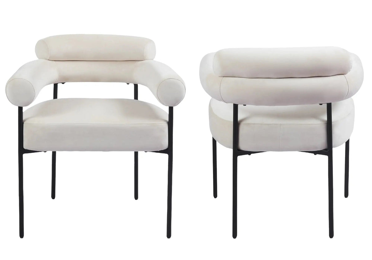 Fauteuil de table en beige avec pieds noirs | Kove