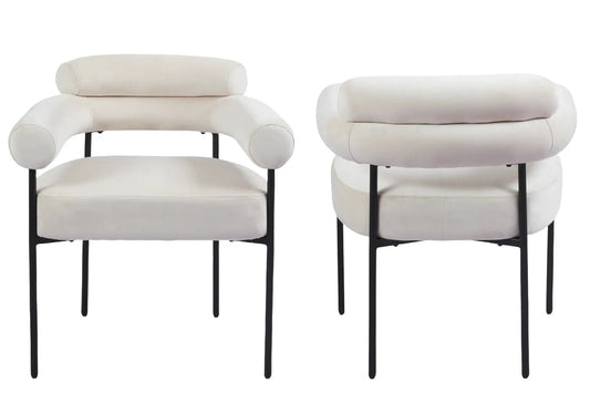 Fauteuil de table en beige avec pieds noirs | Kove
