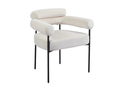 Fauteuil de table en beige avec pieds noirs | Kove
