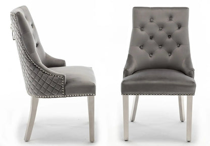 2 chaises capitonnées gris tête de lion | Kreo