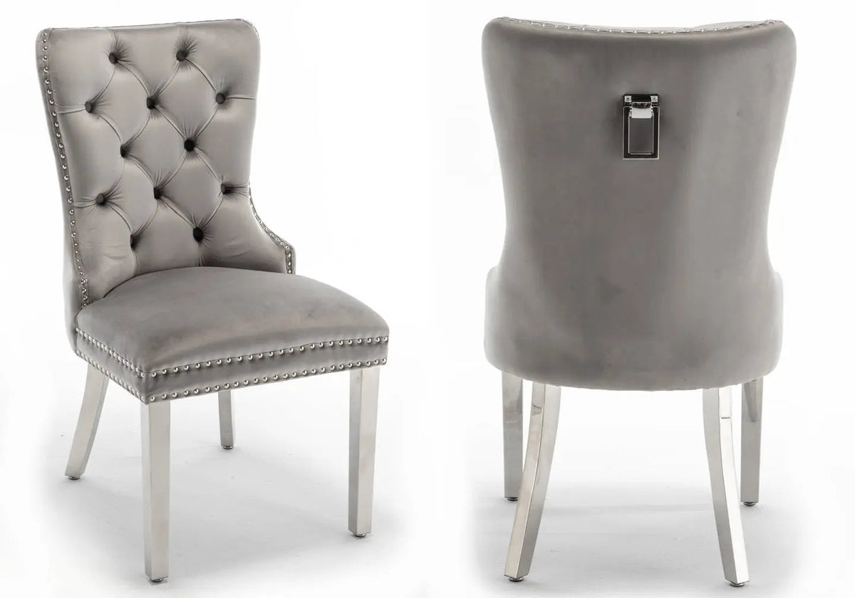Lot de 2 chaises en gris capitonnées | Vexta