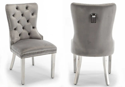 Lot de 2 chaises en gris capitonnées | Vexta