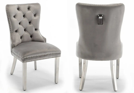Lot de 2 chaises en gris capitonnées | Vexta