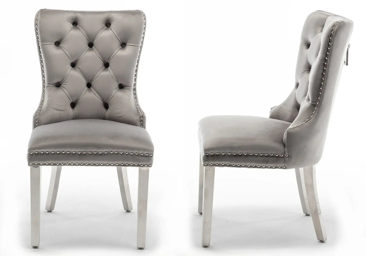 Lot de 2 chaises en gris capitonnées | Vexta
