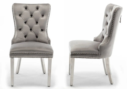 Lot de 2 chaises en gris capitonnées | Vexta