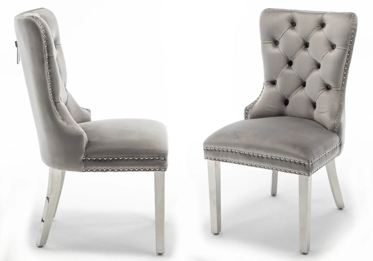 Lot de 2 chaises en gris capitonnées | Vexta