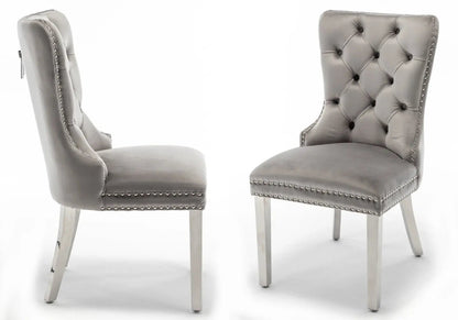 Lot de 2 chaises en gris capitonnées | Vexta