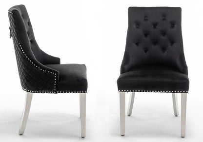 Lot de 2 chaises capitonnées noir & argent | Nuvio