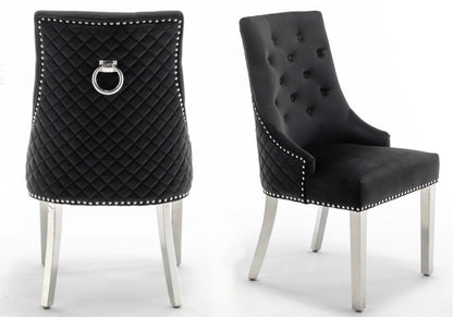 Lot de 2 chaises capitonnées noir & argent | Nuvio