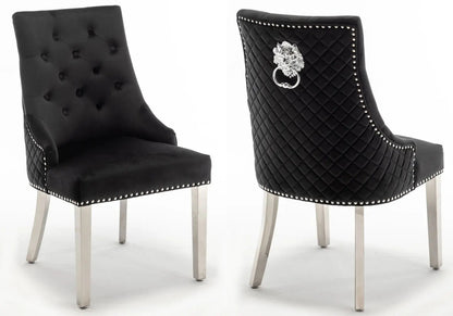 Chaise capitonnée noir tête de lion | Kreo