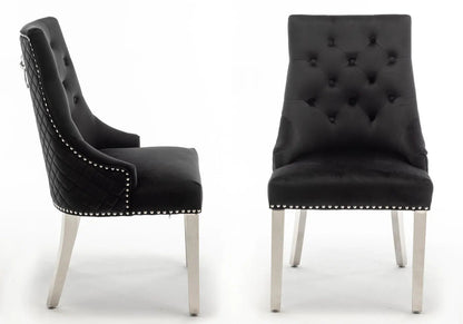 Chaise capitonnée noir tête de lion | Kreo
