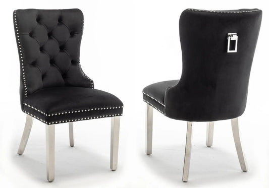 Lot de 2 chaises en noir capitonnées | Vexta