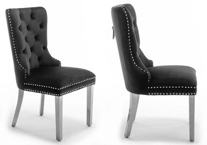 Lot de 2 chaises en noir capitonnées | Vexta