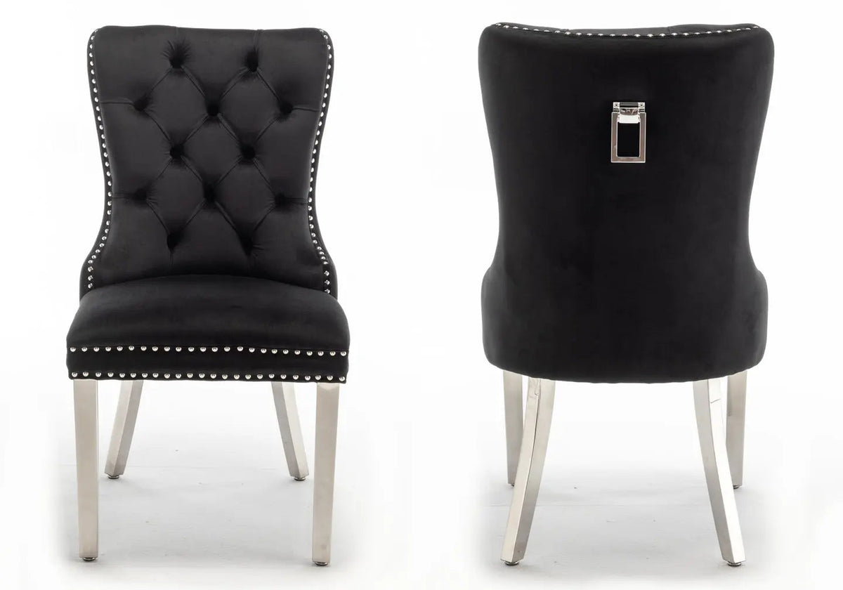 Lot de 2 chaises en noir capitonnées | Vexta