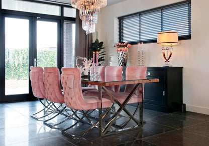 Lot de 2 chaises capitonnées rose poudré | Korva