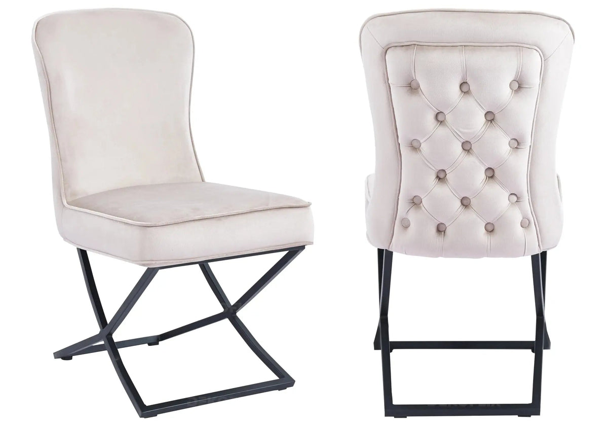 Lot de 2 chaises capitonnées en beige | Korva