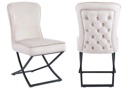 Lot de 2 chaises capitonnées en beige | Korva