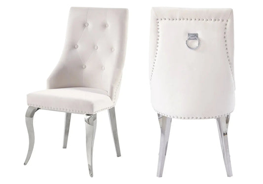 Lot de 4 chaises capitonnées velours écru | Kalyx